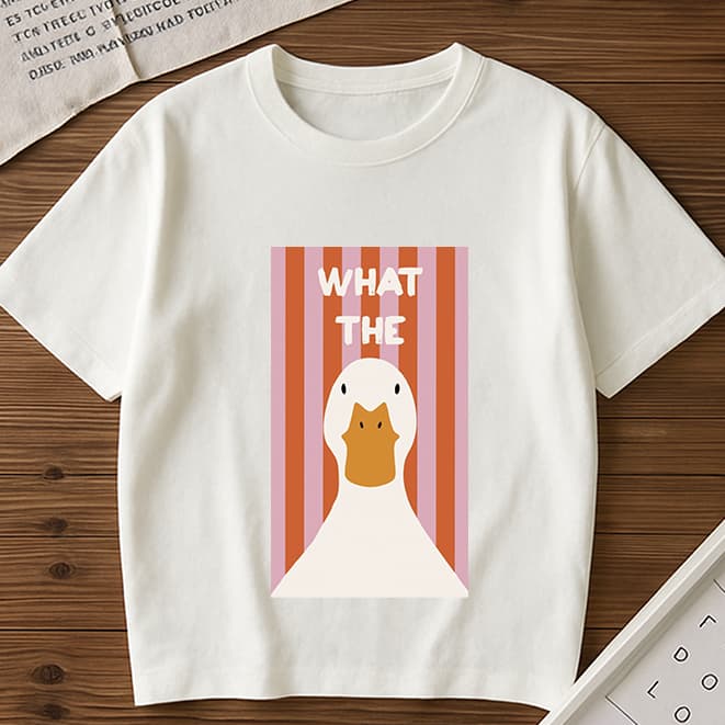 Blusa Básica Pato What The Camiseta Básica Vintage Estilo Despojado Lançamento Tendência
