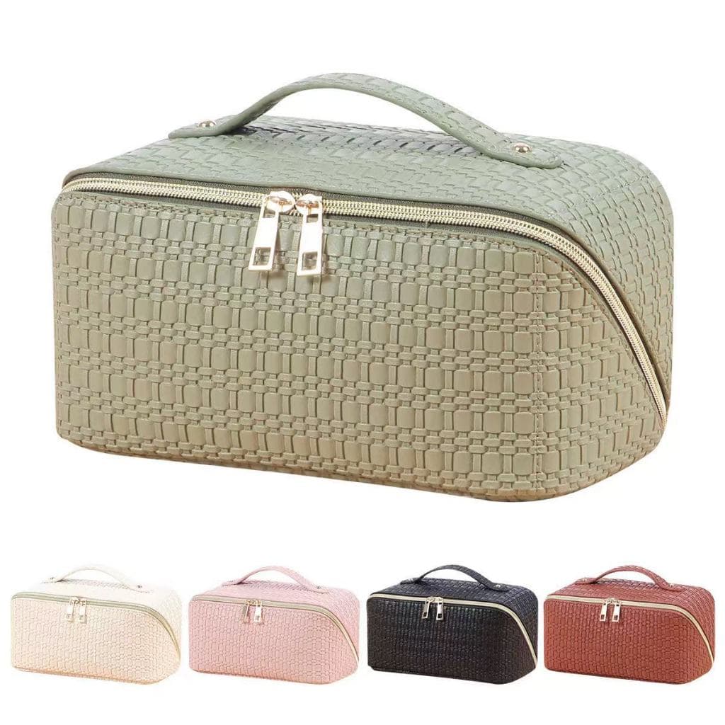 Bolsa Necessaire Máquiagem Cosméticos Couro Media Viagem Trabalho Escola Feminina com Alça