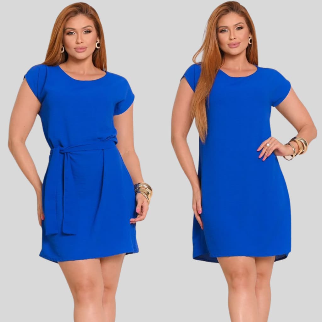 Vestido Feminino Cinto Soltinho Curto Elegante Casual Manguinha