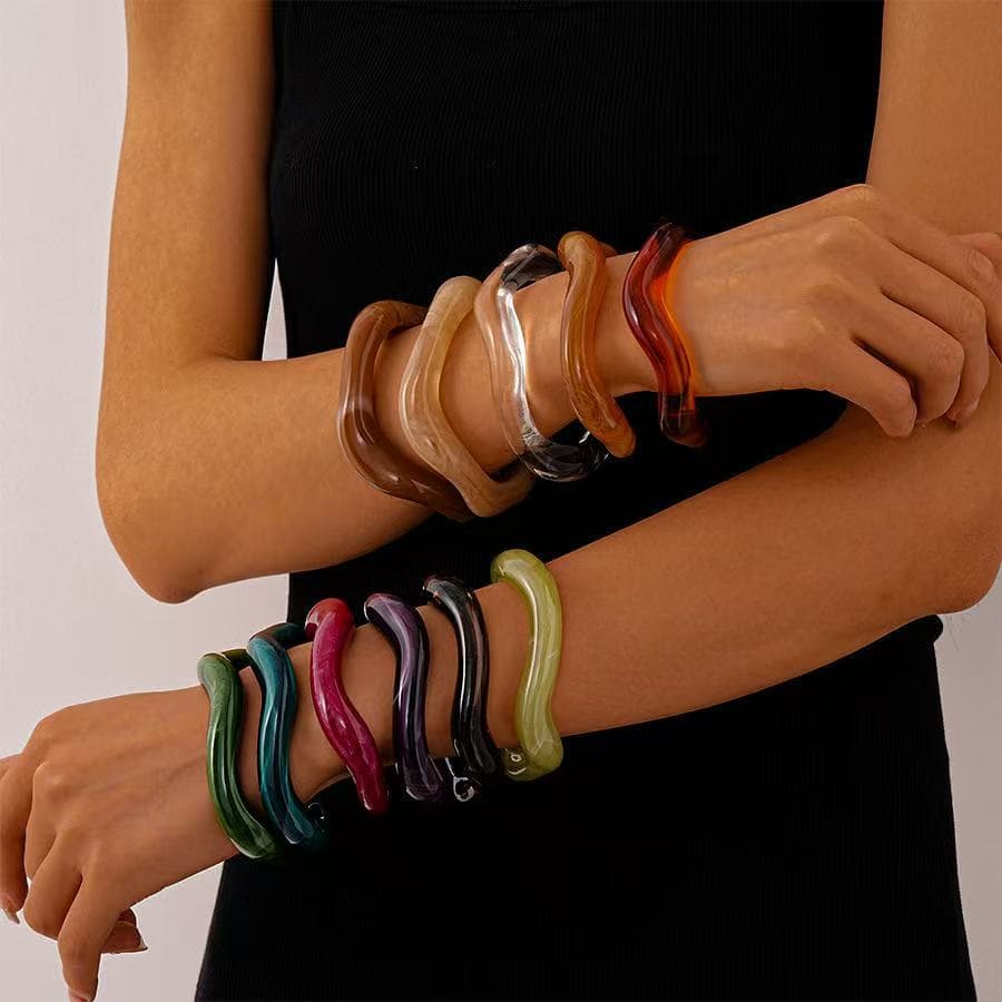 Bracelete transparente colorido acrilico várias cores