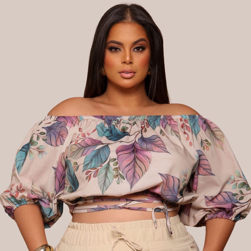 Cropped Ciganinha Blusa Feminina Plus Size Soltinha Amarração Estica Curvy+ Blogueira