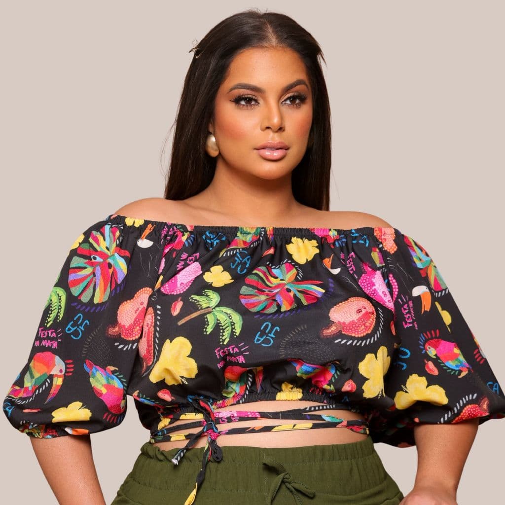 Cropped Blusa Sedinha Feminina Plus Size Soltinha Amarração Estica Curvy+