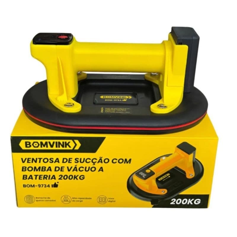 Ventosa A Vácuo 200Kg Com Bateria Recarregável  De Sucção Digital Para Vidro Pedra E Madeira