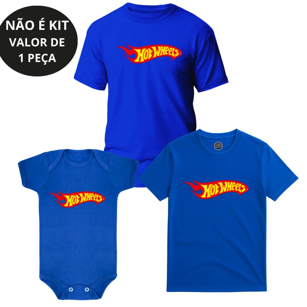 Camiseta Adulto Infantil Juvenil Body bebê Unissex Hot Wheels Festa Temática NÃO É KIT - 1 PEÇA