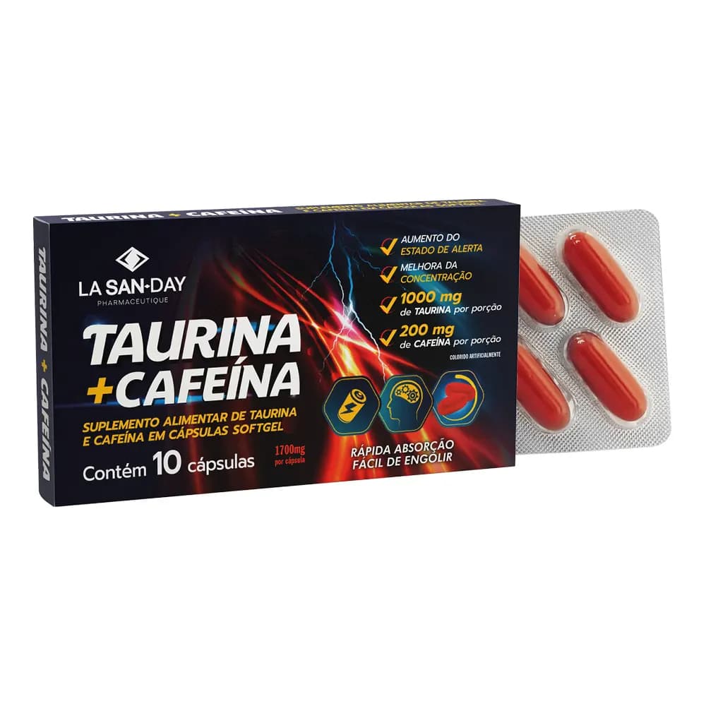 Suplemento Alimentar Taurina + Cafeína - 10 Cápsulas - La San Day