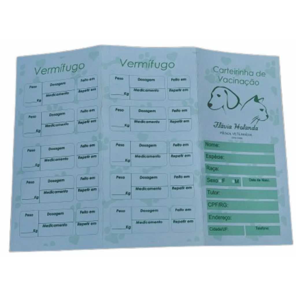 Kit Cartão de Vacina Personalizado Para Veterinario Petshop Carteira de Vacinaçao