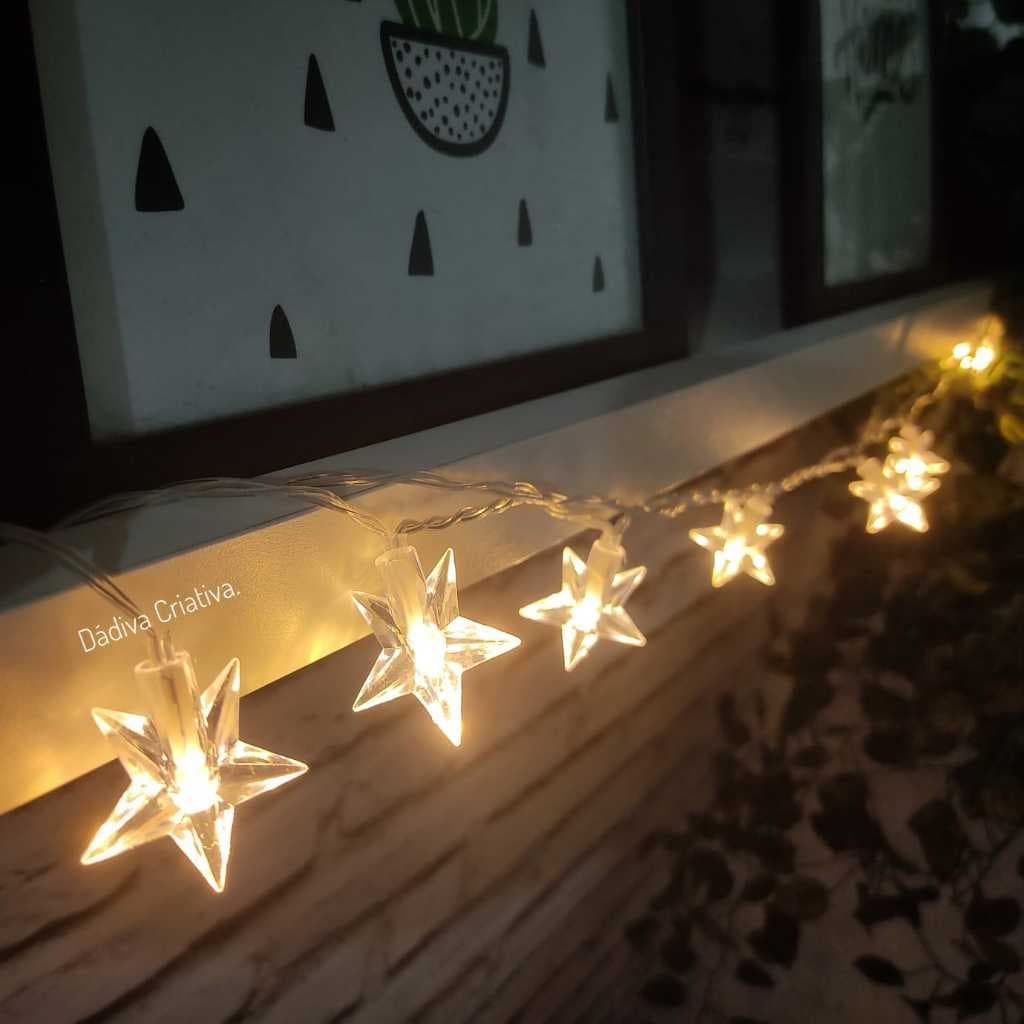 Cordão Varal Luminoso Estrela Led 2 metros