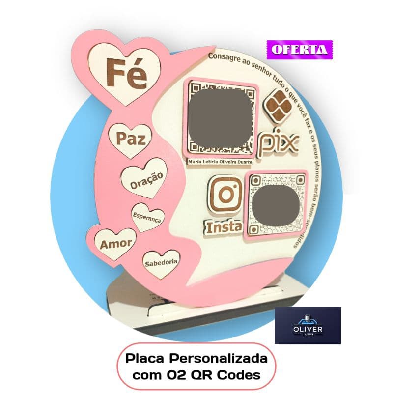 Placa QR code mdf 3mm personalizada INCLUSO os QR codes