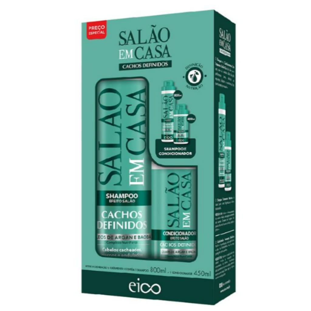 Kit Shampoo e Condicionador Eico Salão em Casa - Cachos Definidos
