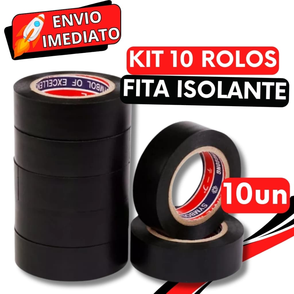 KIT Jogo 10 Fitas Isolante Térmica Antichama PVC Para Eletricista Fios Cabos Elétricos Uso Geral Domestico e Industrial