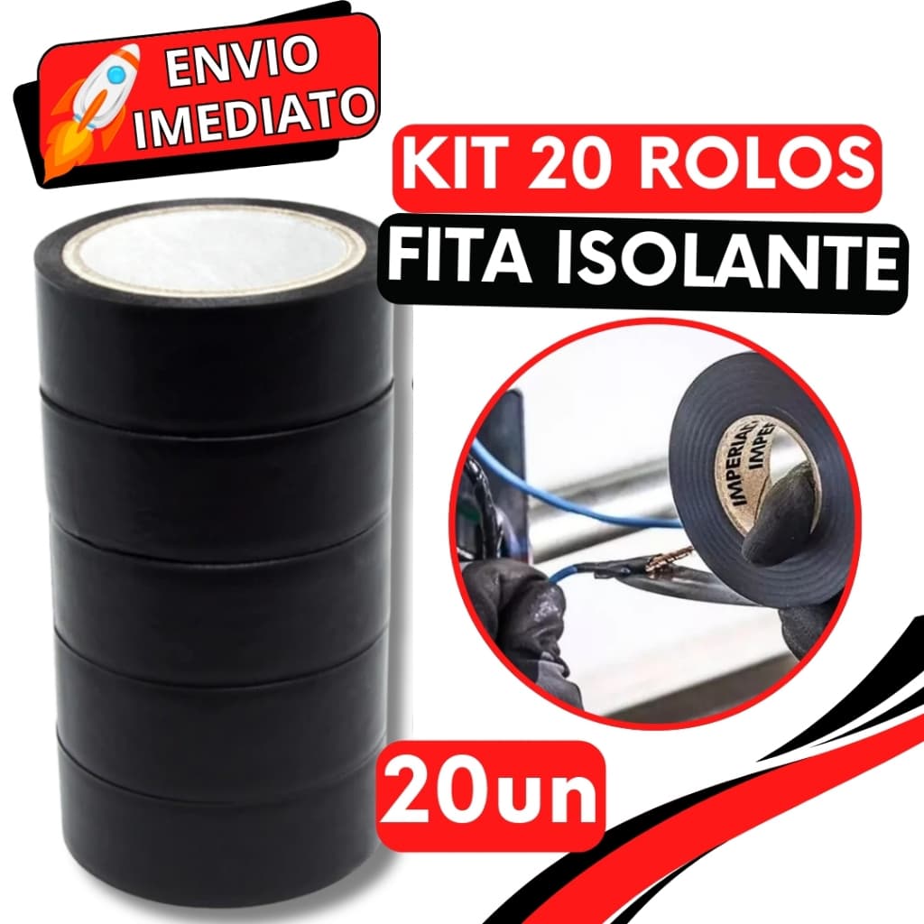 KIT Jogo 20 Fitas Isolante Térmica Antichama PVC Para Eletricista Fios Cabos Elétricos Uso Geral Domestico e Industrial