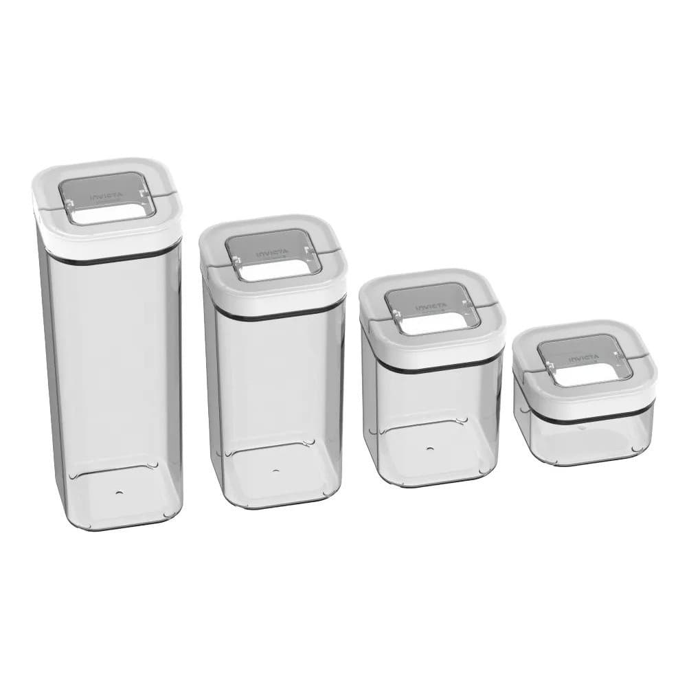Kit com 4 Potes Herméticos Conserve It Branco Invicta