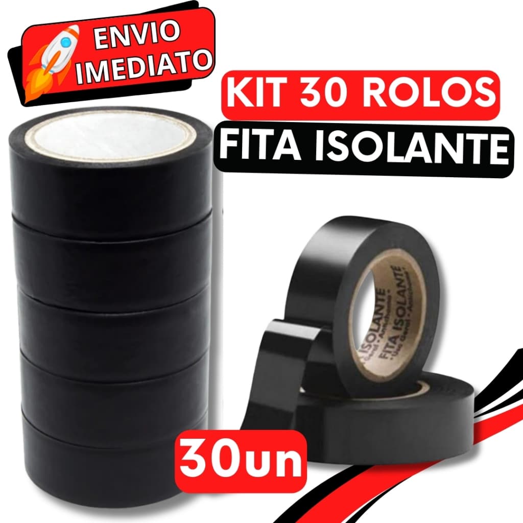 KIT Jogo 30 Fitas Isolante Térmica Antichama PVC Para Eletricista Fios Cabos Elétricos Uso Geral Domestico e Industrial