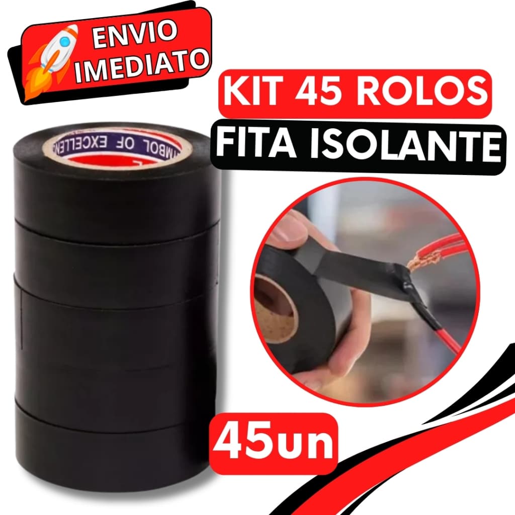 KIT Jogo 45 Fitas Isolante Térmica Antichama PVC Para Eletricista Fios Cabos Elétricos Uso Geral Domestico e Industrial