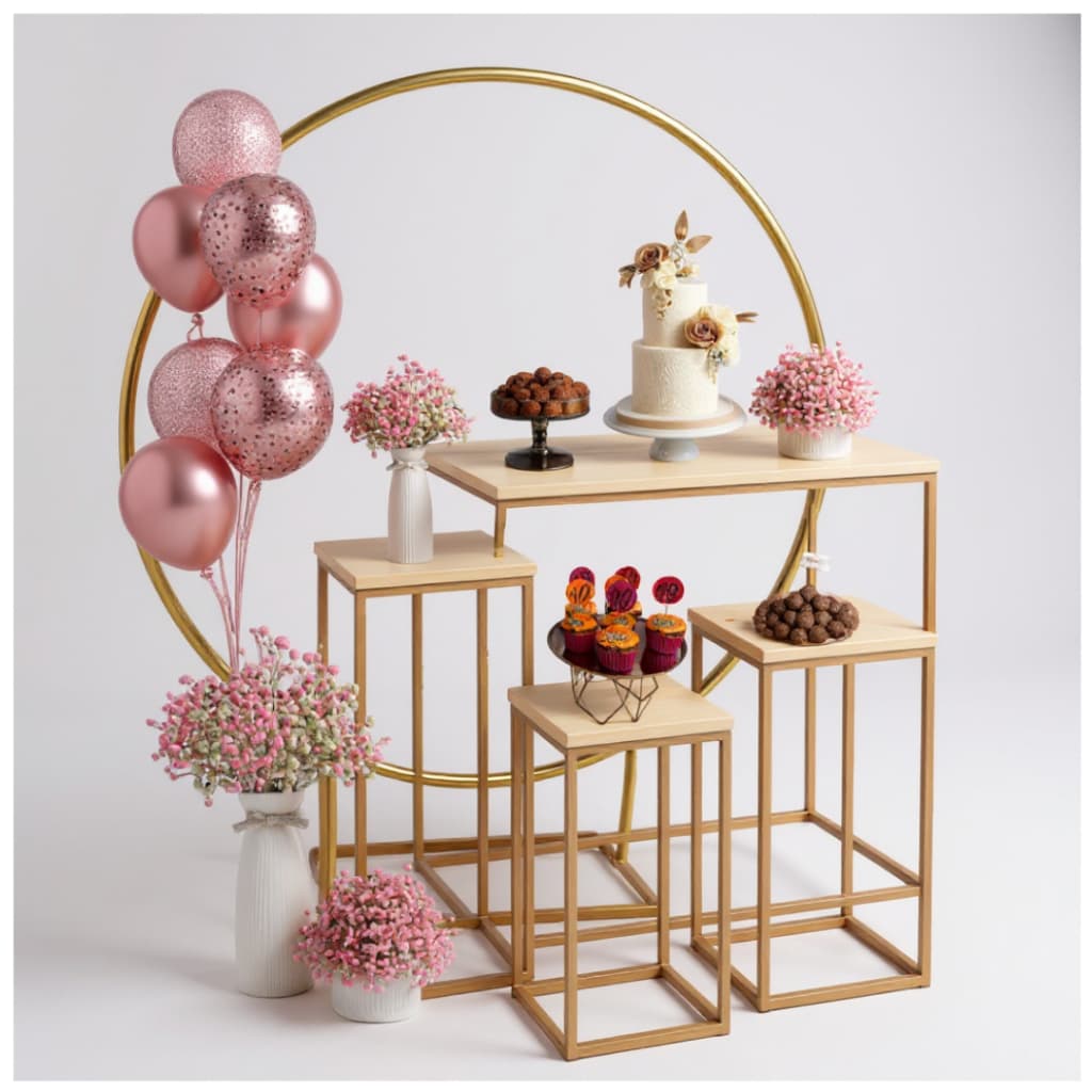 Kit Decoração de Festa Pegue Monte Arco + 4 Mesas Desmontáveis