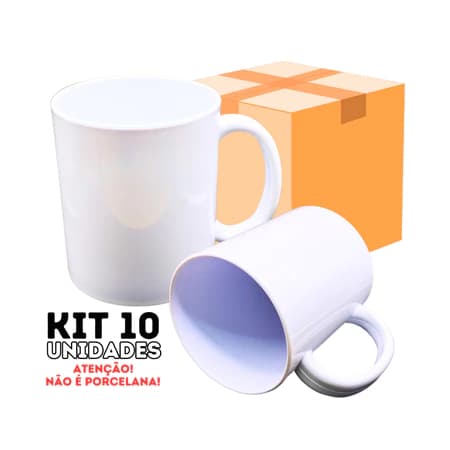 Kit 10/12/15 Canecas Polímero 325ml p/ Sublimação – Branca, Leve e Resistente | Não Quebra