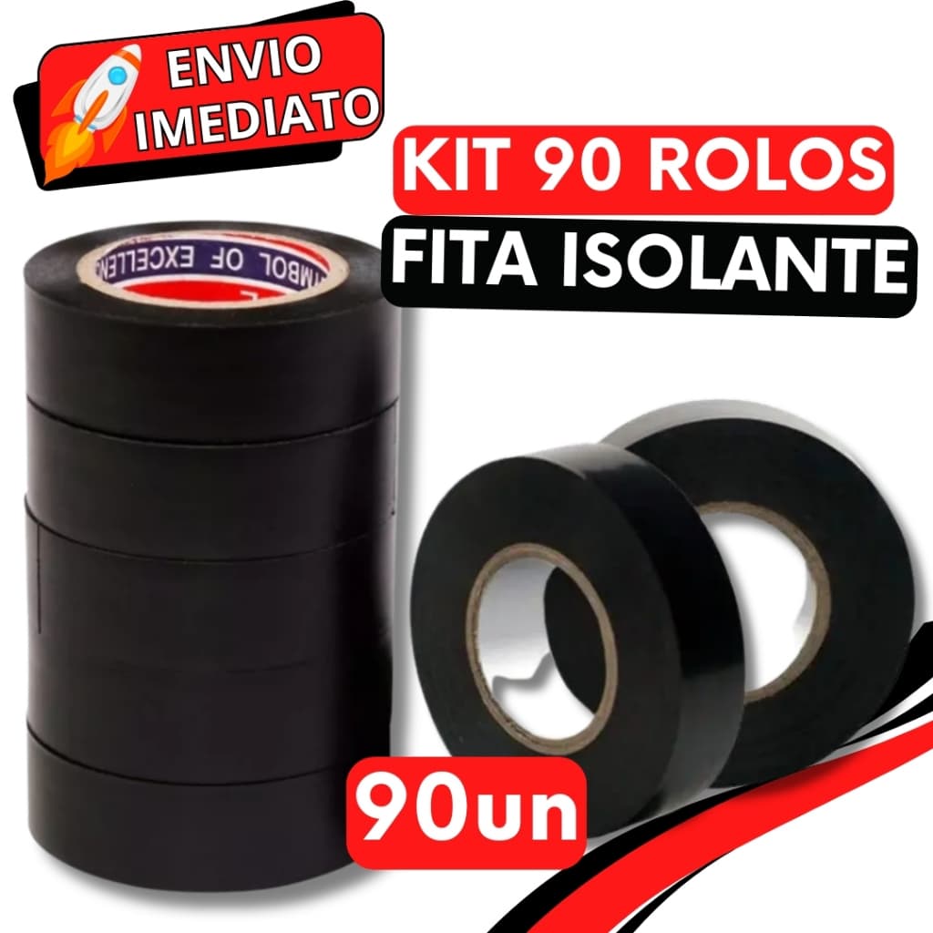KIT Jogo 90 Fitas Isolante Térmica Antichama PVC Para Eletricista Fios Cabos Elétricos Uso Geral Domestico e Industrial