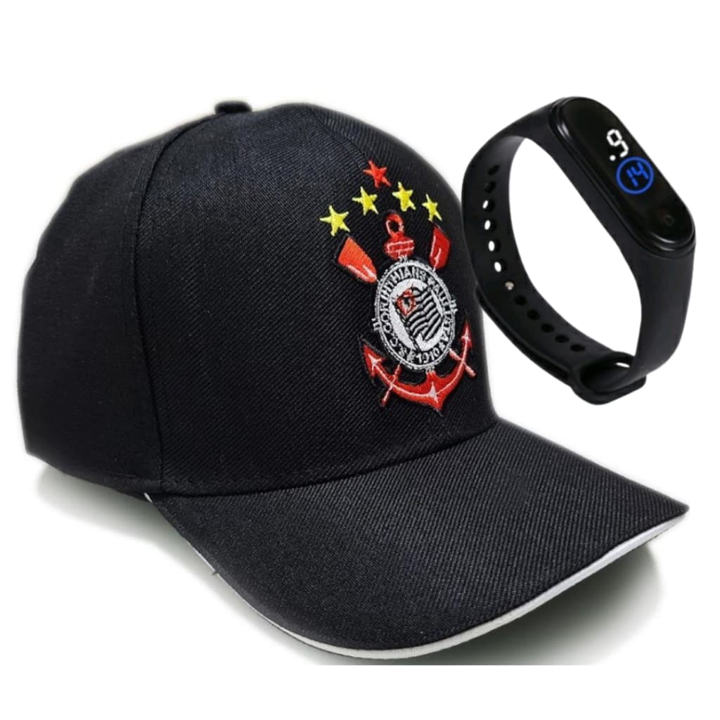 Boné Corinthians bordado aba curva top