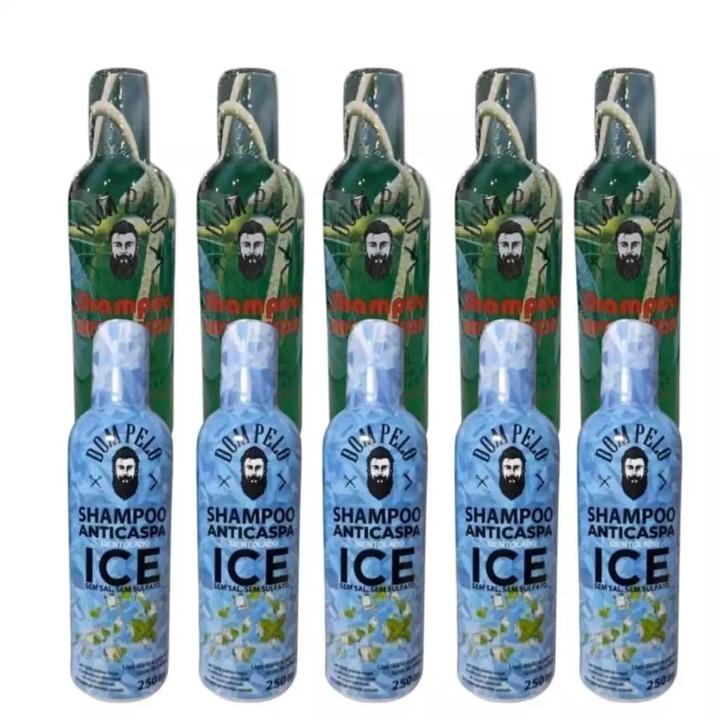 Kit 5 shampoo antiqueda jaburandi + 5 shampoo anticaspa Ice dom pelo Envio imediato