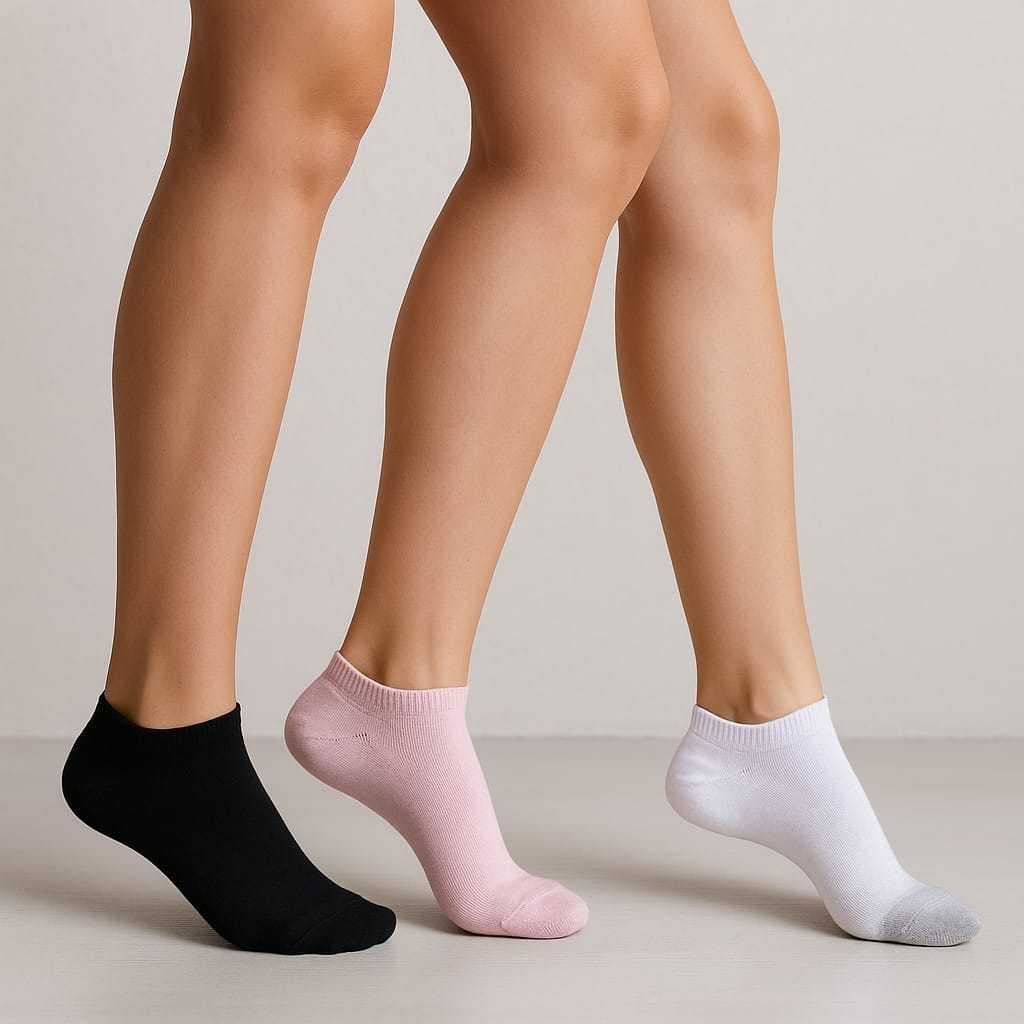 Kit de 3 pares de meias cano curto femininas cores diversas lisas e estampadas do 34-38