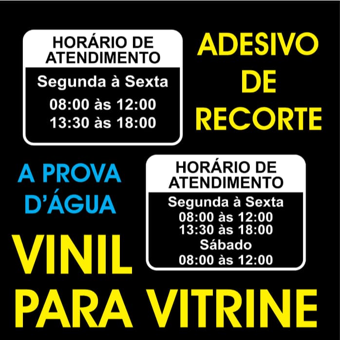 Adesivo em Vinil  Horário de Atendimento Funcionamento Loja Empresa Comércio
