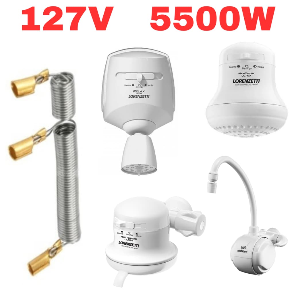 Resistência Para Chuveiro Lorenzetti 5500w 127v Maxi Ducha Bello Banho Relax Torneira Elétrica