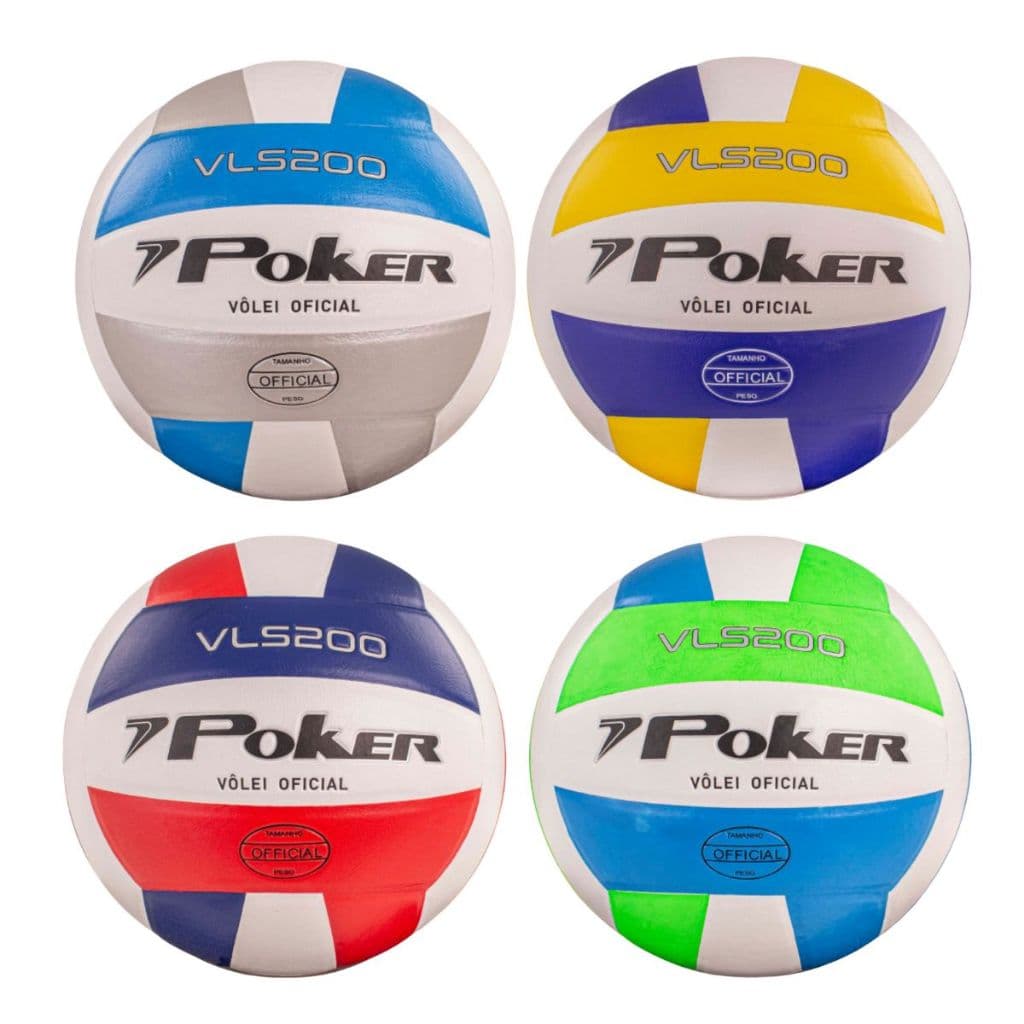 Bola Volei Costurada (Oficial) POKER Semi-Profissional VLS 200 - PVC Power Soft Leve e Macia