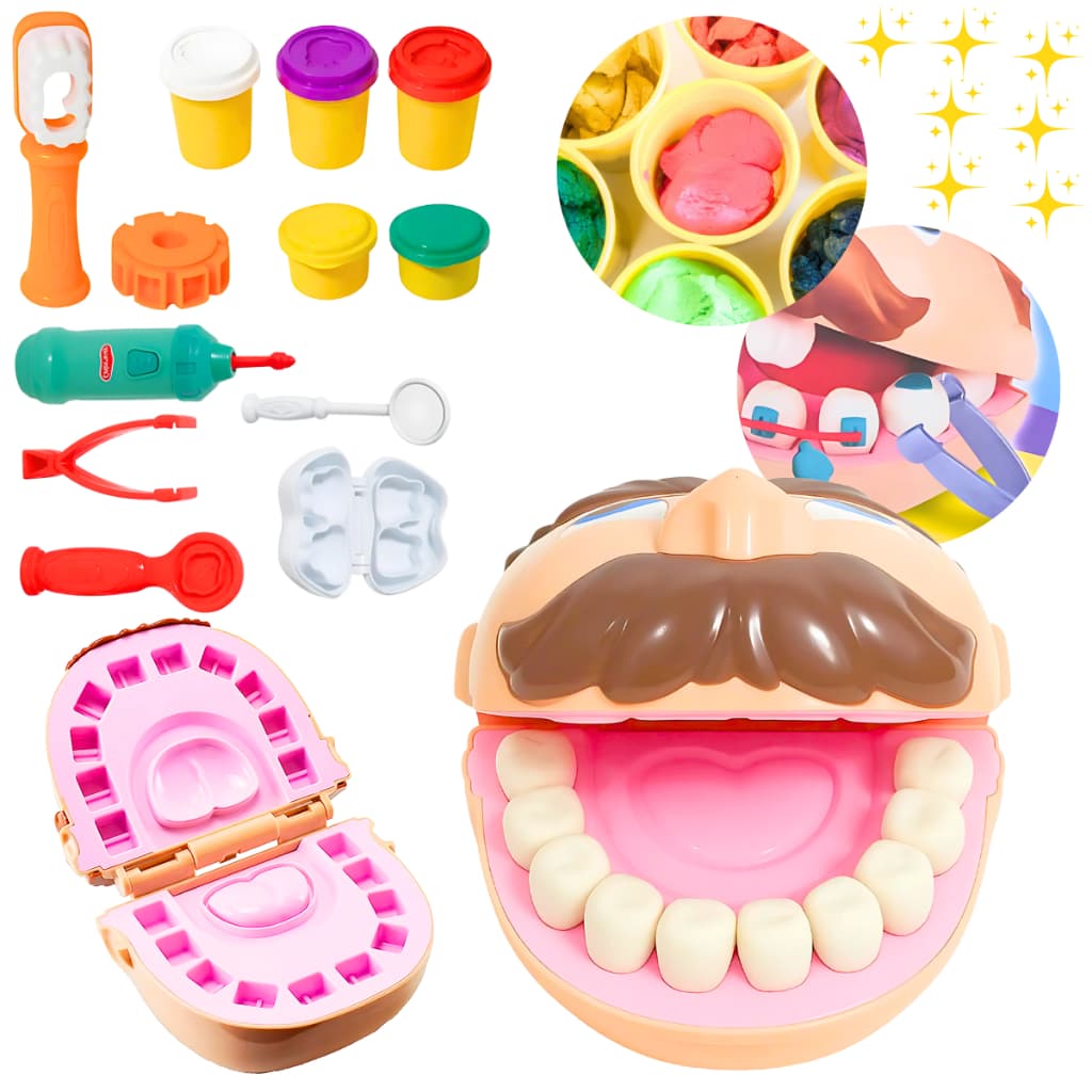 kit Massinha De Modelar Forminha Pequeno Dentista Brinquedo Conjunto Infantil