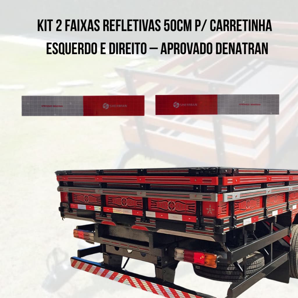 Kit 2 Faixas Refletivas 50cm p/ Carretinha – Esquerdo e Direito – Aprovado DENATRAN