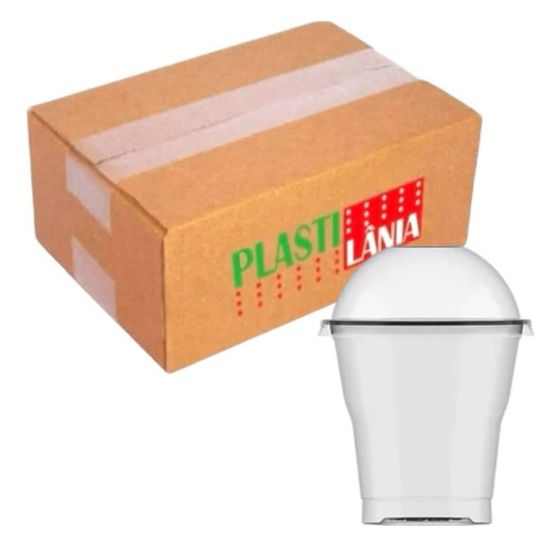 100unid Copo Crystal com Tampa Bolha 250ml