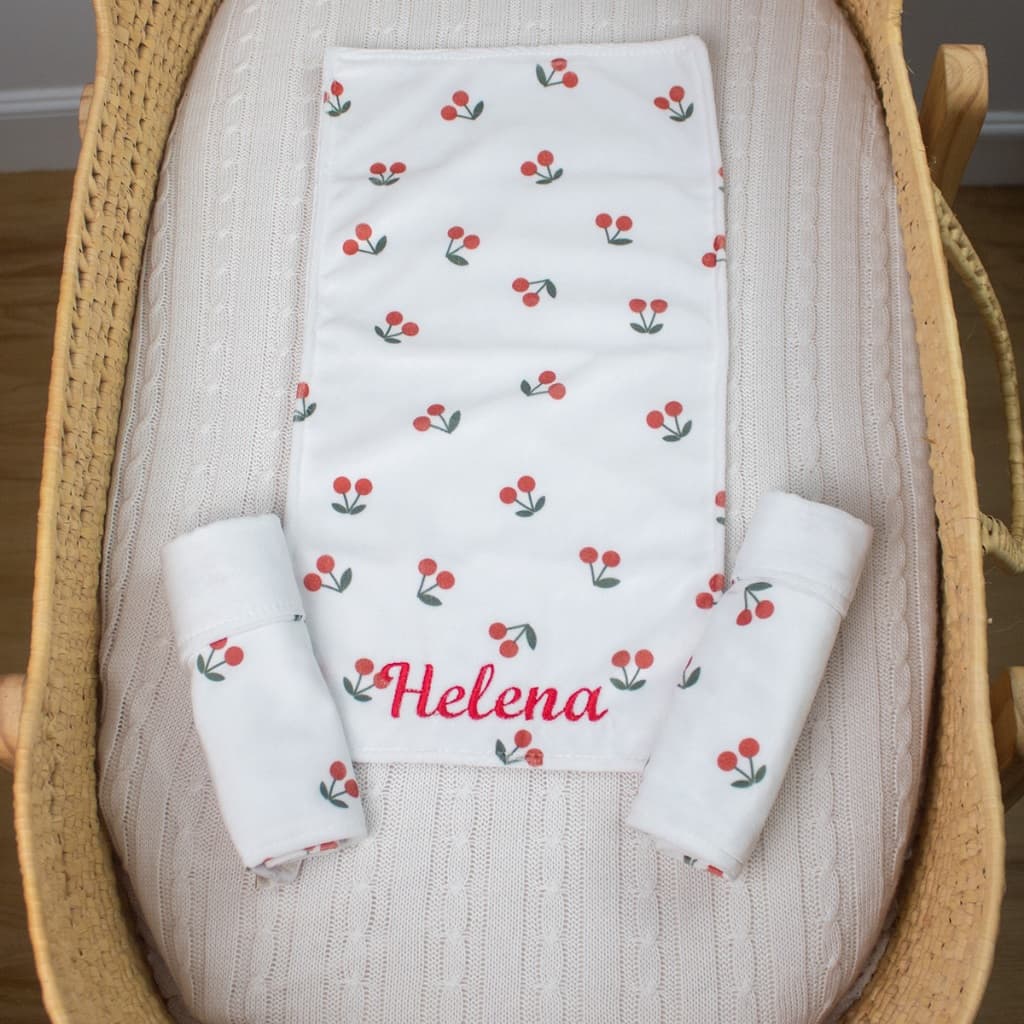 Trio Fraldas de Boca Bebê Menina Personalizada Bordada Presente Enxoval 100% algodão