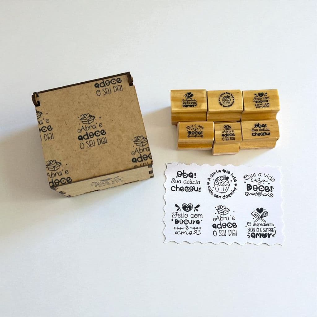 Kit Carimbos Confeitaria Confeiteiro Doceria Doces Gourmet Embalagens Personalizadas Produto Artesanal Tags Kraft
