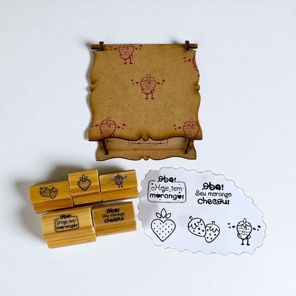 Kit Carimbos Morango Do Amor Confeitaria Artesanal Confeiteiro Doceria Embalagens Personalizadas Tags Sacolas Kraft