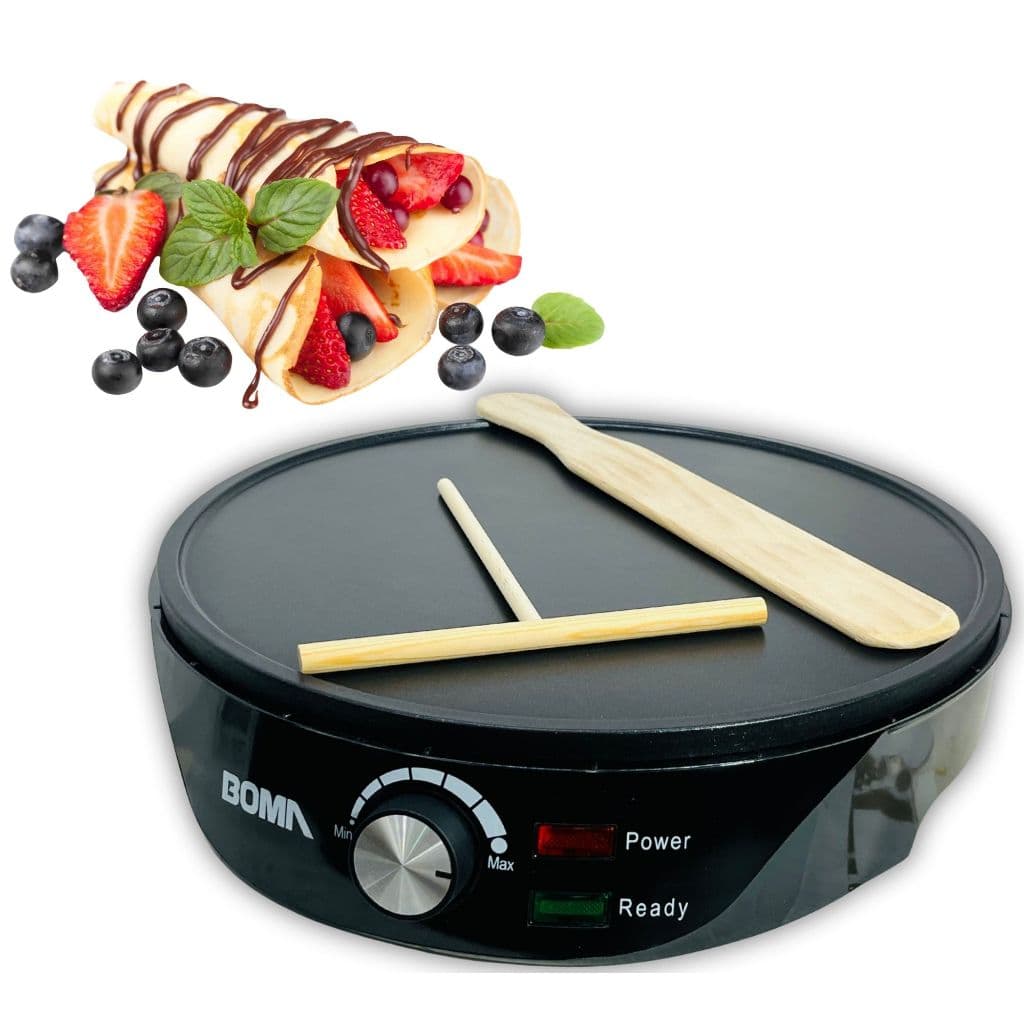 Crepeira Panquequeira Prática Com Espátulas Antiaderente Não Gruda Potente- Preta 200V- 30X30CM