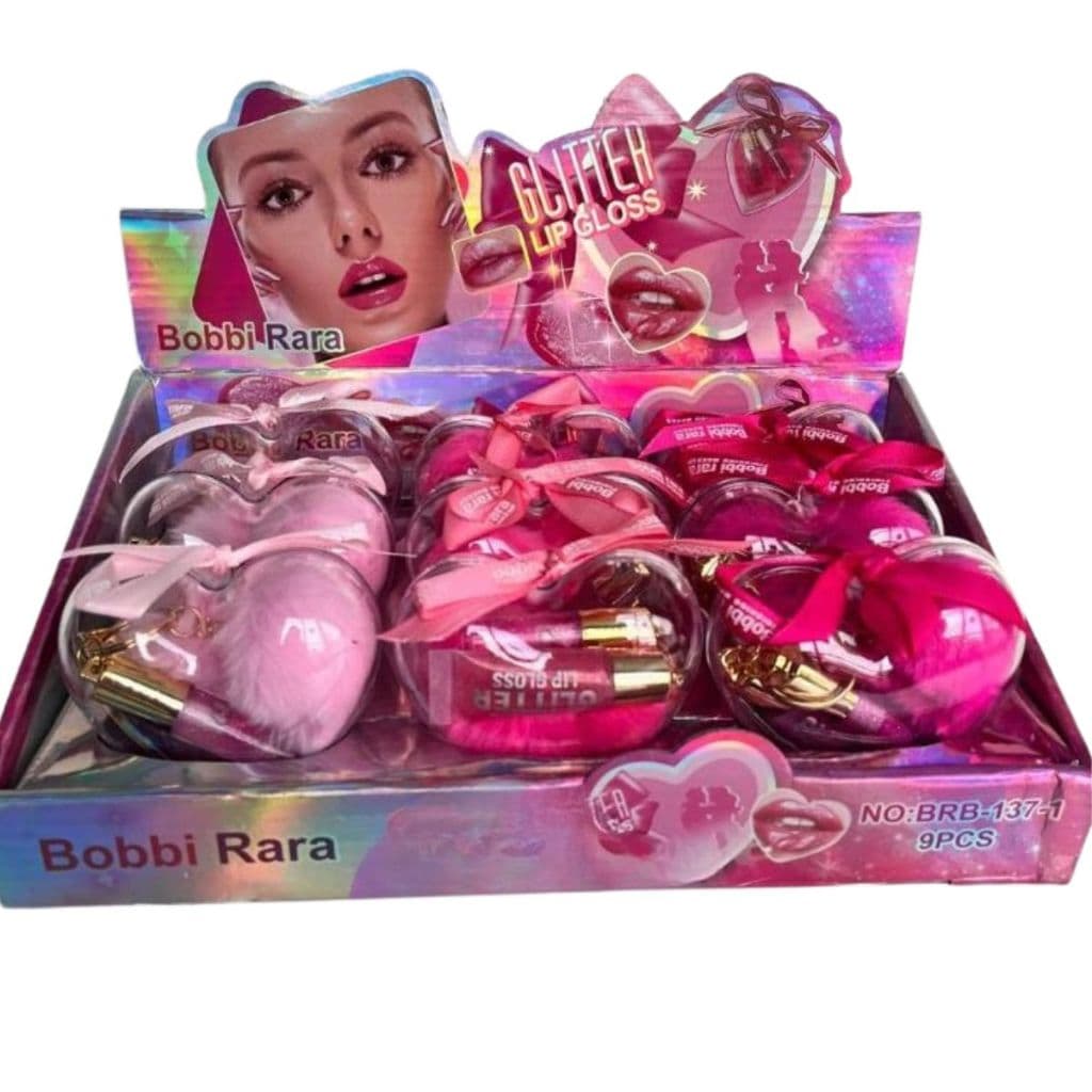BOX 9 Unidades Chaveiro Glitter Lip Gloss Bobi Rara