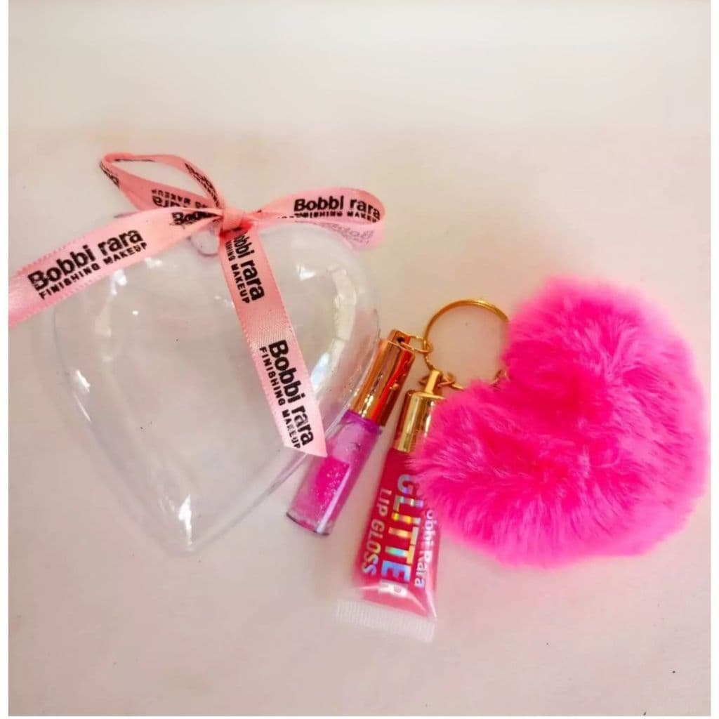 Glitter Lip Gloss Chaveiro Bobi Rara Coraçao Pelucia