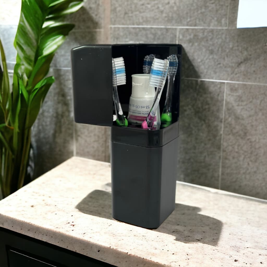 Porta Escova de Dente Para Banheiro Auto Colante Limpeza Prática Achadinhos