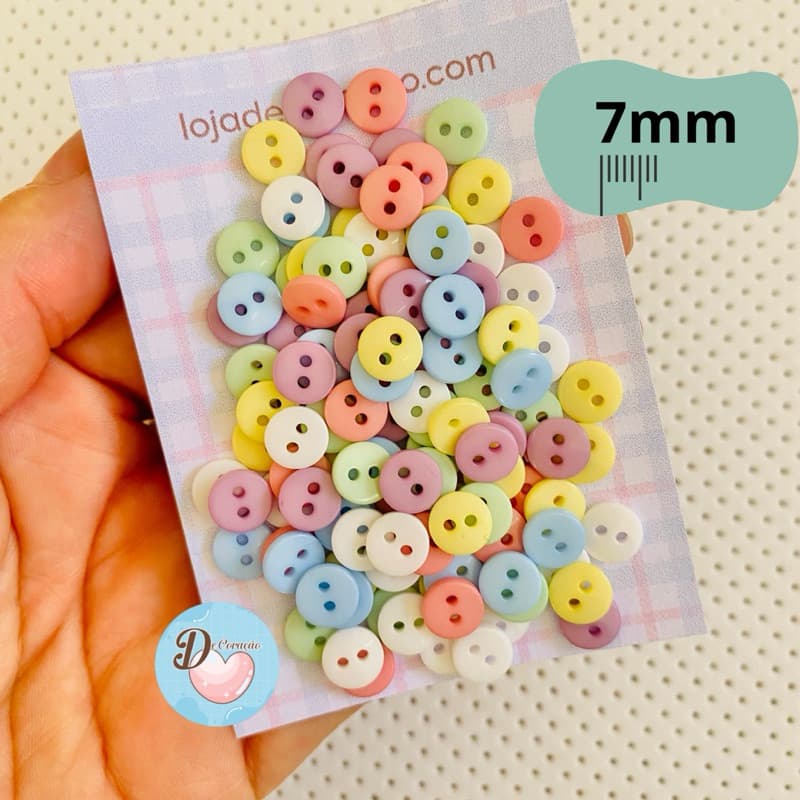 120 und - Botão 7mm Candy Color (Tons Pastel) Artesanato, Costura, Scrapbook e Patchwork.