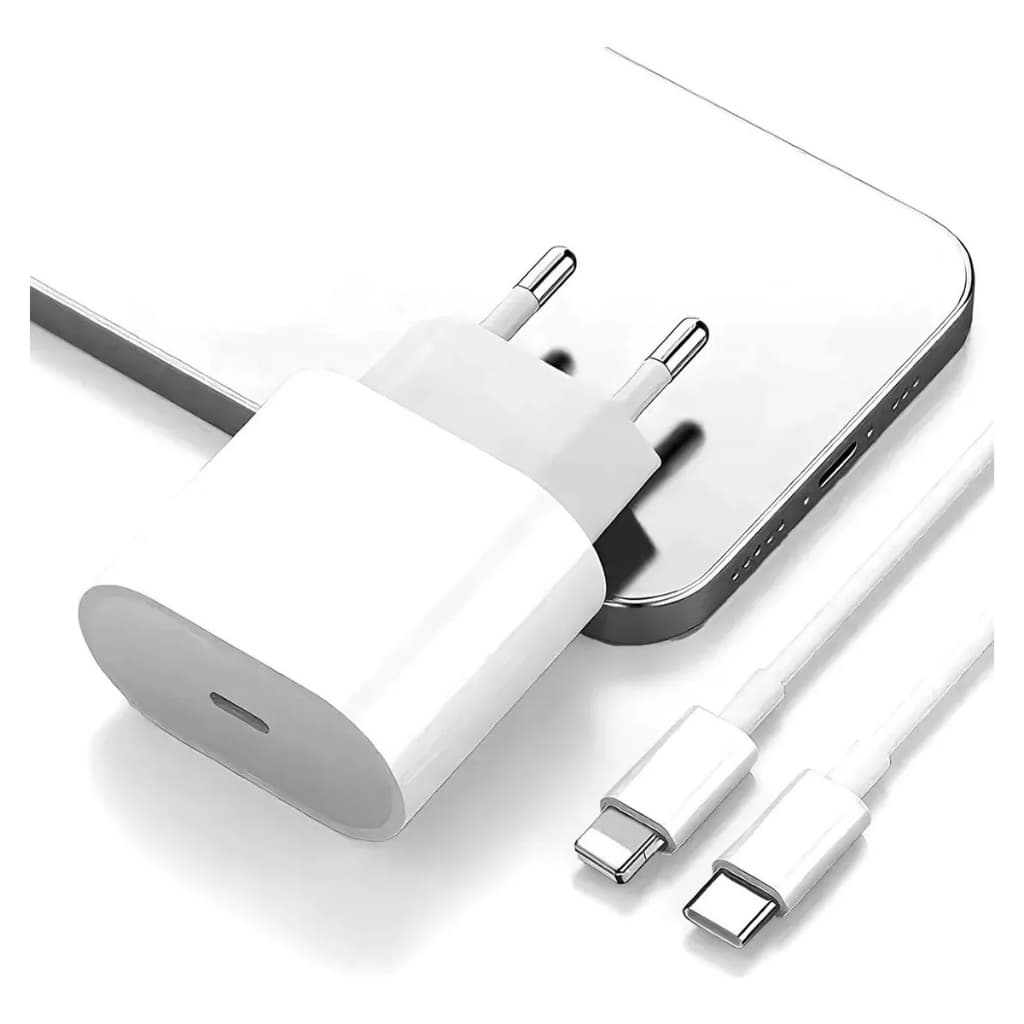 Carregador De iPhone Fonte com Cabo Carregamento Rápido PD 20w Kit Completo Entrada USB C