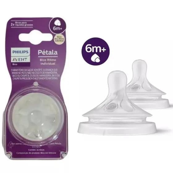 Kit 2 Unidades De Bico Pétala T6 Para Bebês De 6 Meses Phillips Avent