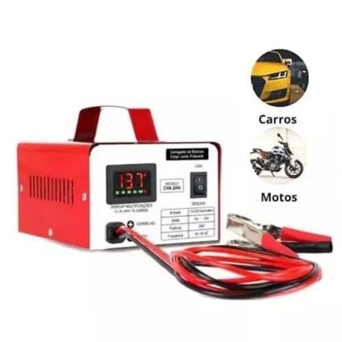 Carregador De Bateria 12v Carro Moto Cva2 Com Display Cva2