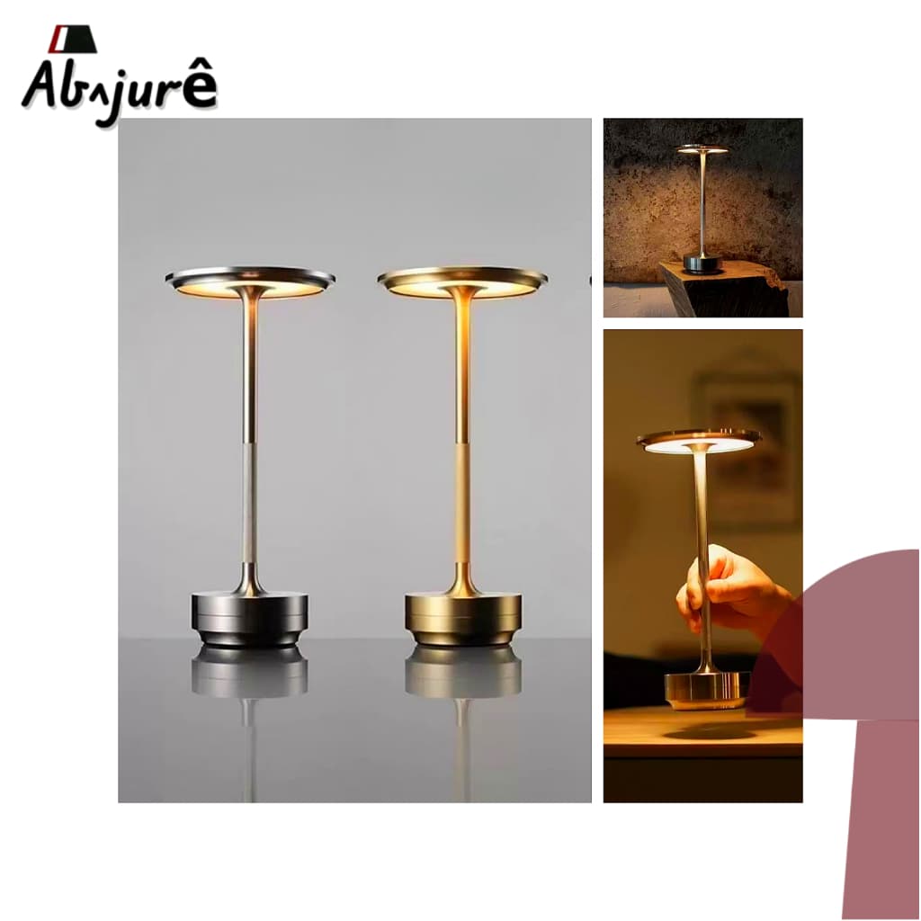 Luminária De Mesa Moderno Quarto Suíte Cabeceira Mesa Restaurante Bar Abajur LED Minimalista Prata