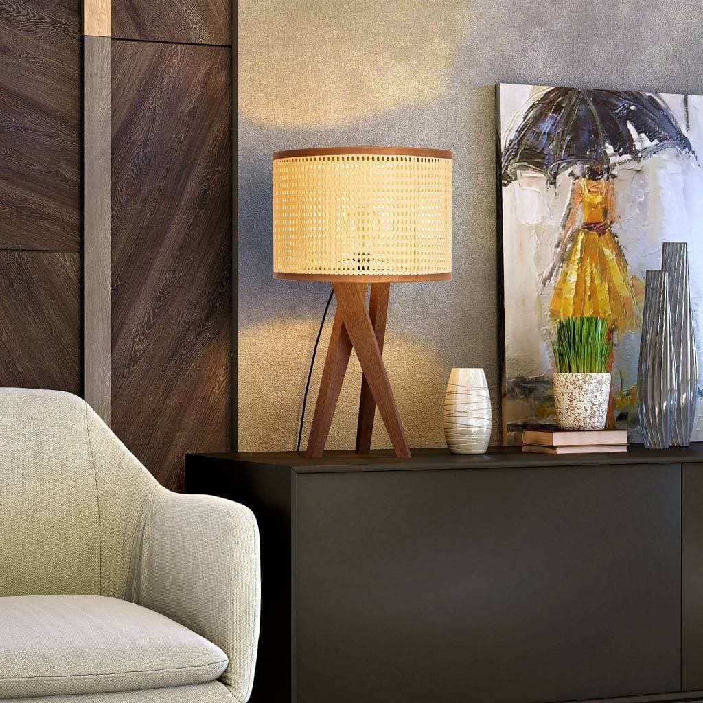 Luminária de Mesa Bella-Paris DMOB - Estilo Natural com Acabamento em Palha Sintética