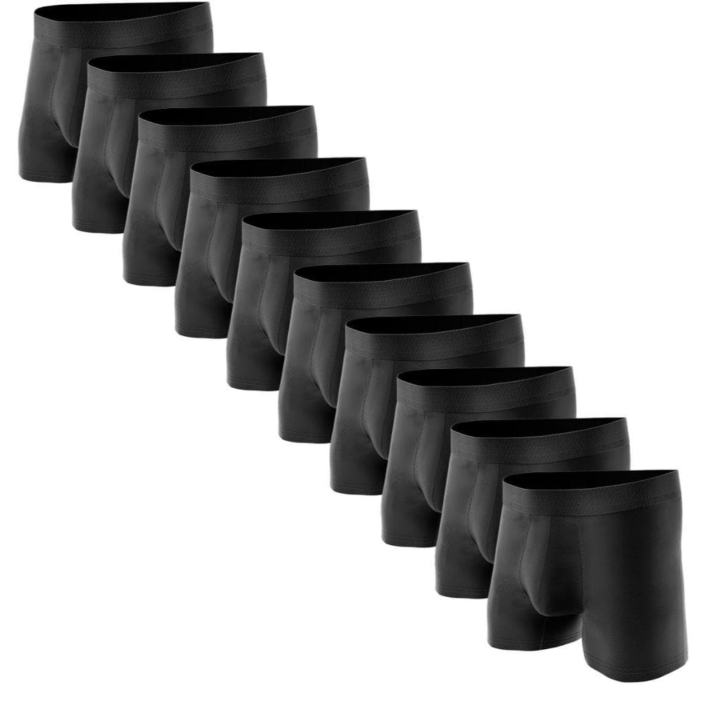 Kit com 10 Cuecas Boxer Adulto Preta Microfibra Premium.