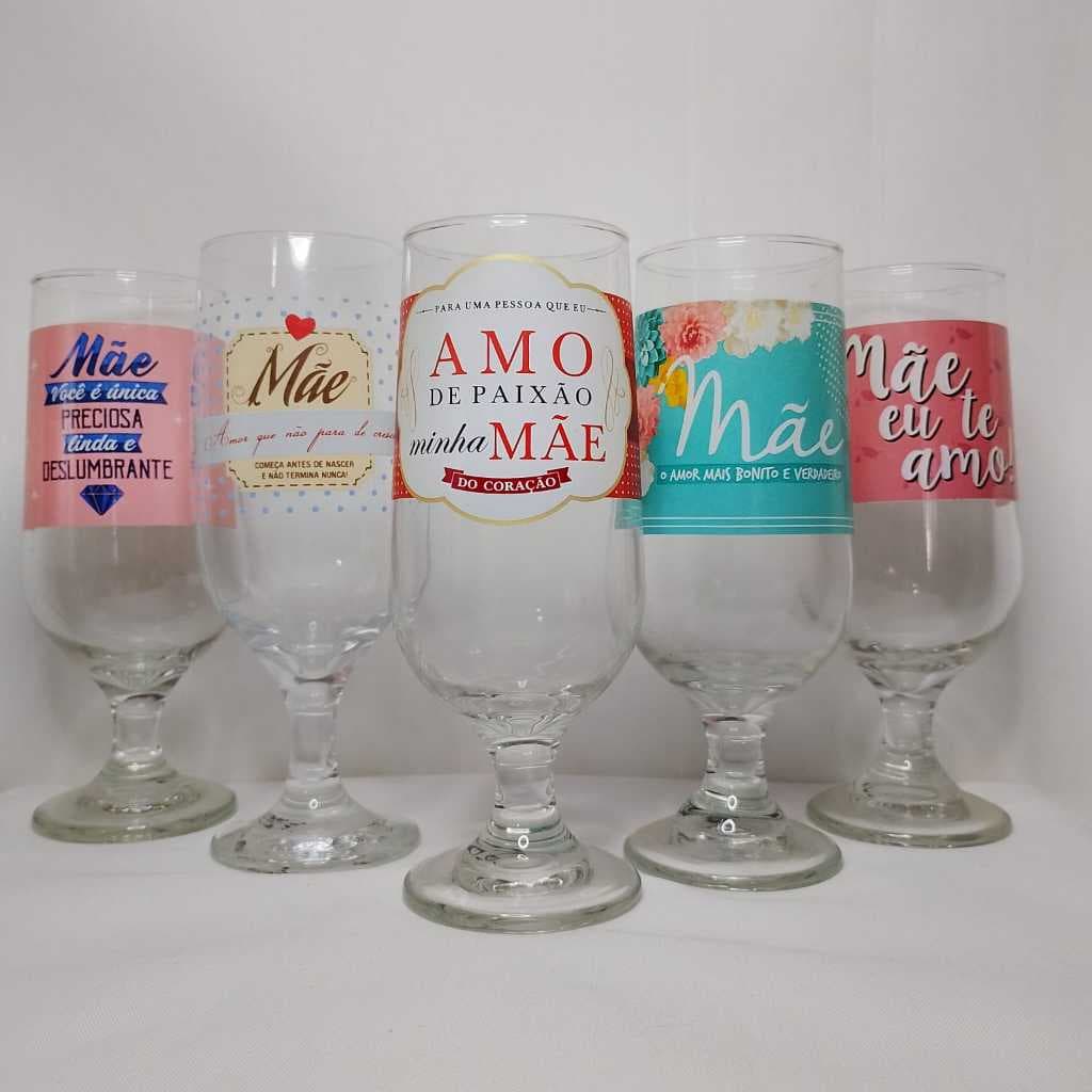 Taça de vidro estampa Mãe