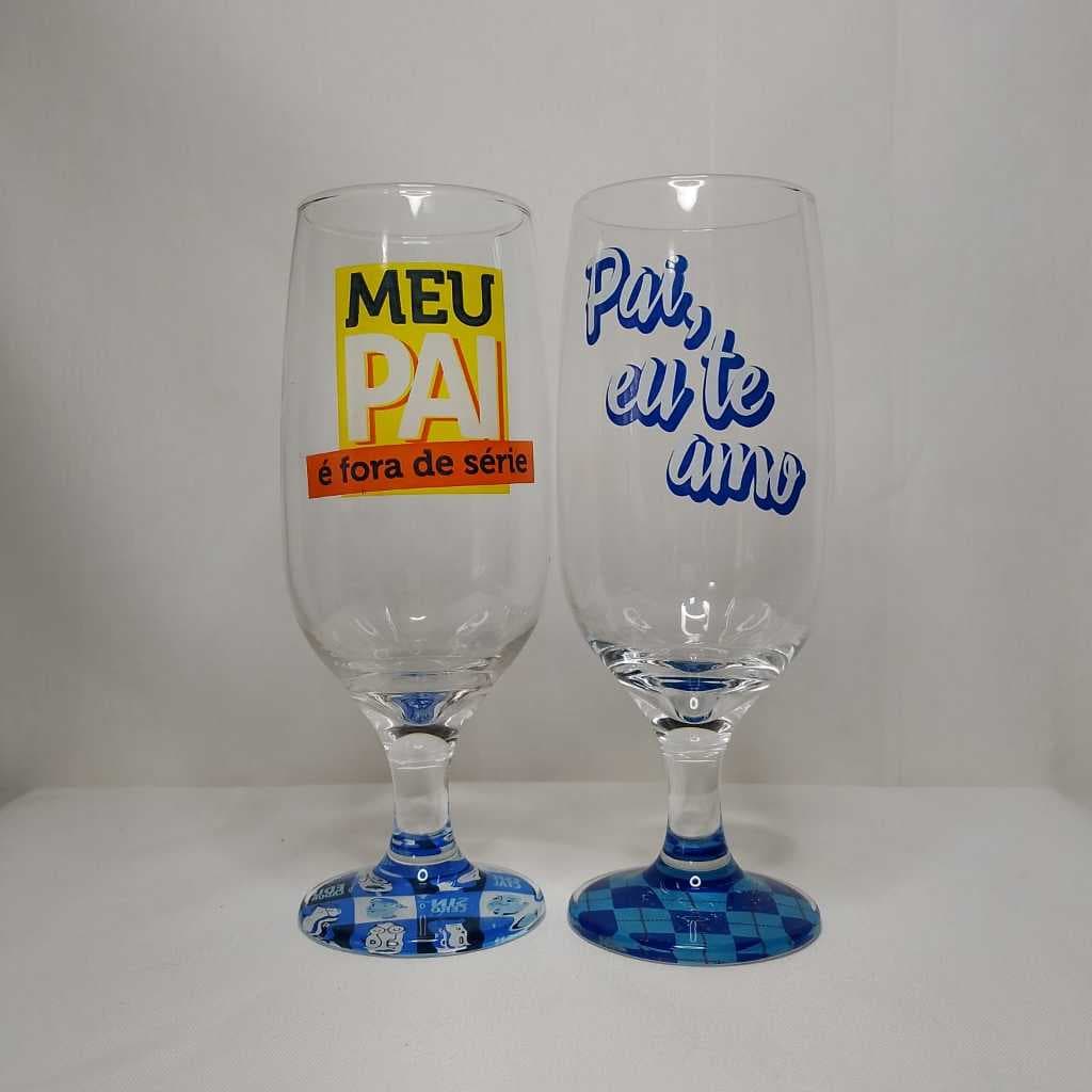Taça de vidro transparente tema Pai