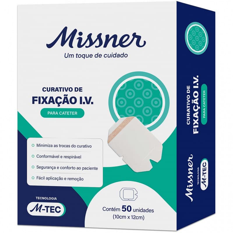 Curativo De Fixação Para Cateter IV 10cm x 12cm 1 Unidade Missner