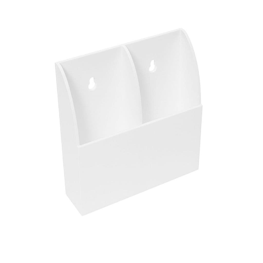 Suporte Acrílico Branco Duplo de Parede Para Controles TV, Ar Condicionado, Apagador e Canetas