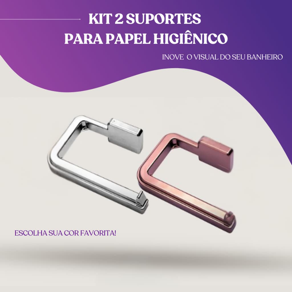 Kit 2 Suportes para Papel Higiênico de Parede Banheiro Moderno Visual Clean e Prático