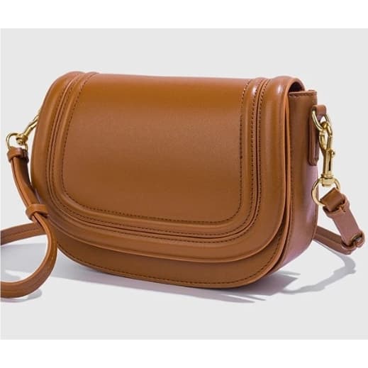 Bolsa Feminina Média Transversal Couro Sintético Elegante Bolso Interno